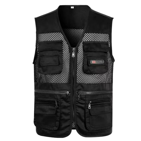 Men's Casual Outdoor Work Fishing Travel Photo Cargo Vest Jacket with Multi Pockets