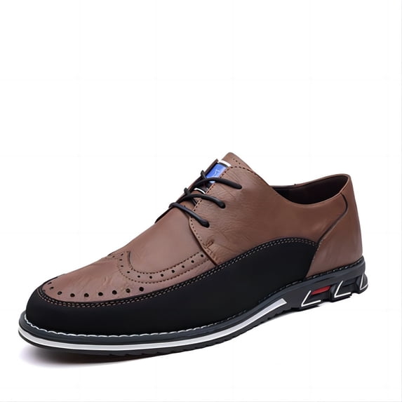 Men's Casual Oxford Business Fashion Leather Shoes Walking Comfortable Classic Adjustable Shoes Brown 8.5 US
