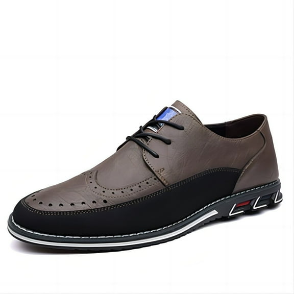 Men's Casual Oxford Business Fashion Leather Shoes Walking Comfortable Classic Adjustable Shoes Yellow 9.5 US