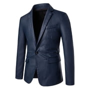 Mens Casual PU Leather Jacket Youth Blazer Fashion Slim Design High Quality Faux Leather Material