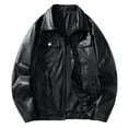 thumbnail image 1 of Men's Casual PU Leather Jacket with Oversized Lapels Stylish Lightweight Outerwear for Everyday Wear, 1 of 2