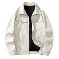 thumbnail image 1 of Men's Casual PU Leather Jacket with Oversized Lapels Stylish Lightweight Outerwear for Everyday Wear, 1 of 2