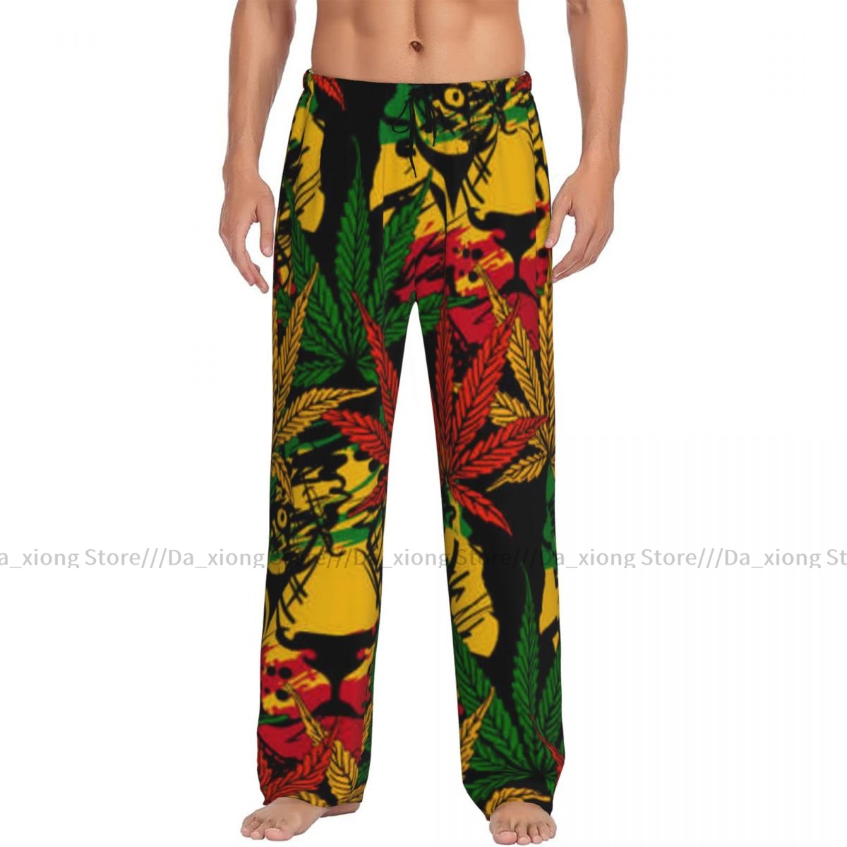 Men's Casual Pajama Sleeping Pants Lion Rasta Pattern Lounge Loose ...
