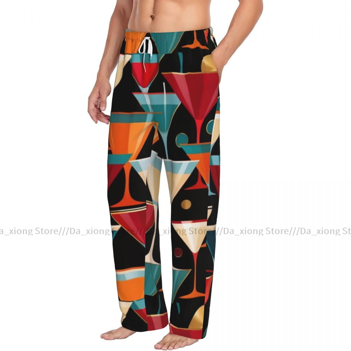Men s Casual Pajama Sleeping Pants Martini Cocktails Alcoholic Drinks Vintage Art Lounge Loose Trousers Comfortable Nightwear Walmart