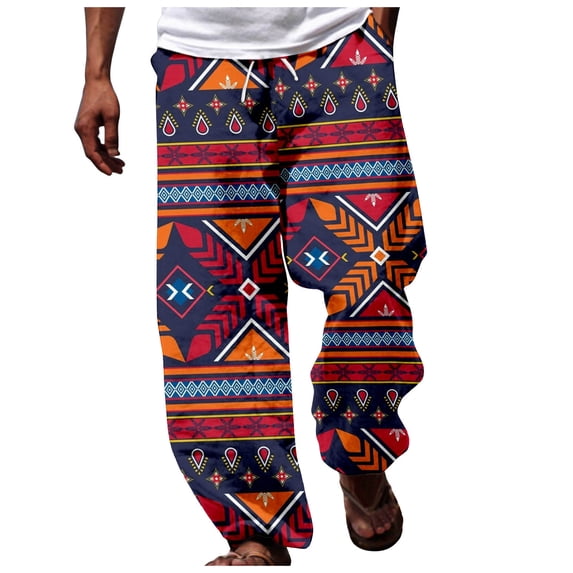 Men's Casual Pants 1 Men African Dashiki Traditional Style Casual Trouser Summer Holiday Ankara Beach Floral Pants Blue 3XL