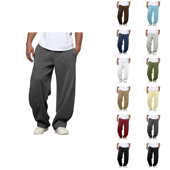 Men's Casual Pants 2025 Elastic Waist Drawstring Plain Baggy Sweatpants with Pockets Trousers
