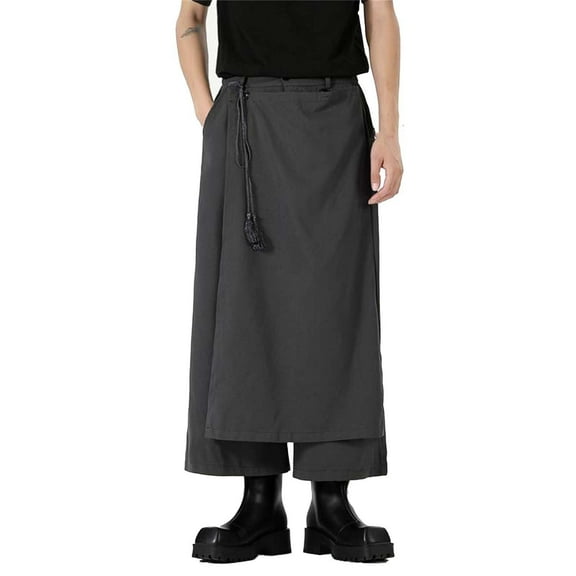Men's Casual Pants Autumn Dark Japanese Western Wide Leg Straight Skirt Pants Comfortable Stylish Loose Fit Mens Beach Pants Trousers Vacation Cargo Pants
