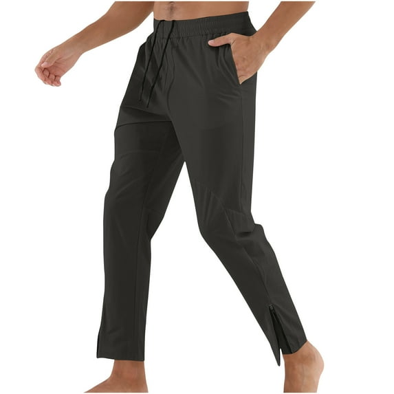 Men's Casual Pants Beach Summer Elastic Waist Drawstring Lightweight Trousers Running Loose Breathable Pants Dark Gray