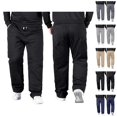 thumbnail image 1 of Men's Casual Pants Big And Tall 2026 Drawstring High Elastic Waist Loose Fit Stretch Straight Leg Trousers with Pockets, 1 of 4