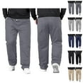 thumbnail image 1 of Casual Pants for Men Big And Tall 2026 Drawstring High Elastic Waist Stretch Straight Leg Loose Fit Trousers with Pockets, 1 of 4