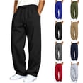thumbnail image 1 of Men's Casual Pants Cargo Style Polyester Elastic Waist Relaxed Fit Straight Leg Trousers with Multiple Pockets | Zenithor,Khaki XL, 1 of 7