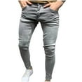 thumbnail image 1 of Regular Straight Pant for Men, Mens Work Pants Casual Straight Ripped Hole Trousers Jeans Pants Full Length Pants, 1 of 5