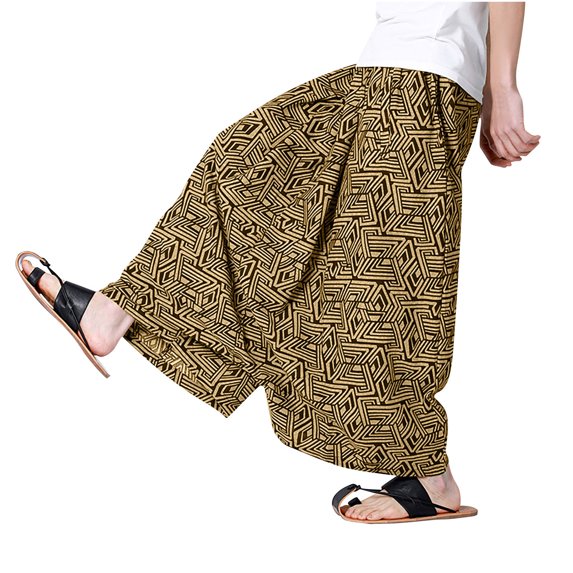 Men's Casual Pants Casual Trendy Floral Oversized Lantern Pants Sweatpants for Men Yellow 2XL