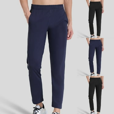 Men's Casual Pants Chino Pants Straight Summer Thin Elastic Waist 34" Inseam Pants Slim Fit Pockets Active Solid for Outdoor Black L