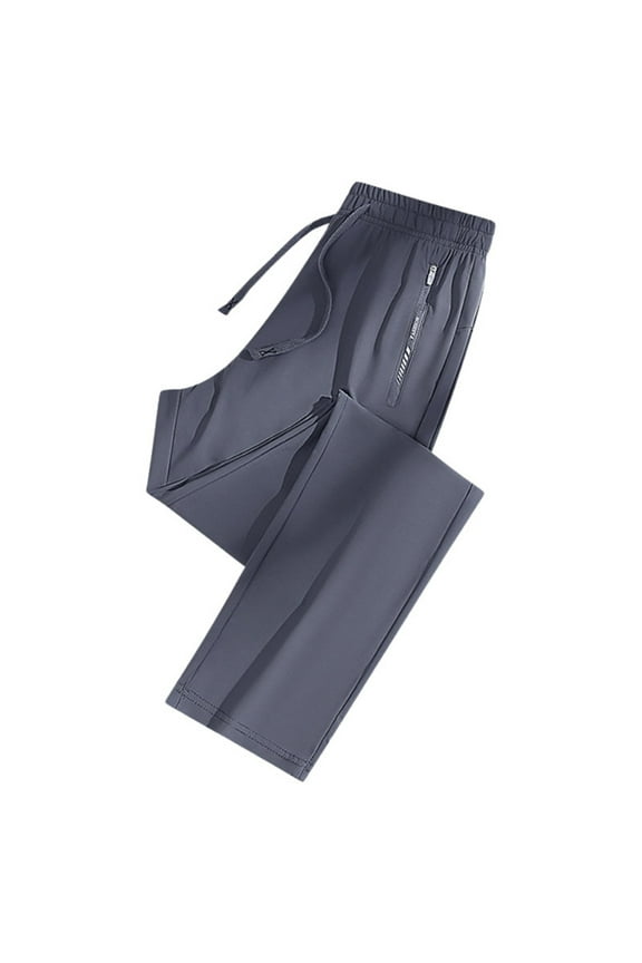 Men's Casual Pants Comfort Fit Flexible Elastic Straight Leg Jogging Ice Silk Sports Wear Lightweight Relaxed Fashionable Attire Mens Trousers Slim Fit Casual Navy