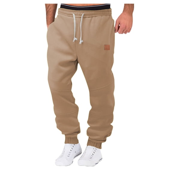 Men's Casual Pants Comfortable Lightweight Breathable Sweatpants with Woven Pocket and Leather Label for Sports Outdoor Mens Beach Pants Trousers Vacation Cargo Pants