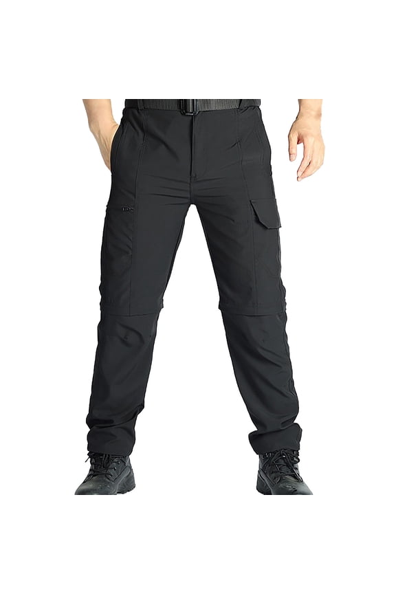Men's Casual Pants Convertible Lightweight Hiking Pants with Zip-Off Leg Openings for Outdoor Breathable Comfort and Versatile Cargo Design Black 3XL