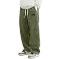 thumbnail image 1 of Men's Casual Pants Corduroy Wide Leg Solid Trousers Loose Fit High Waist Pants with Pocket for Daily Wear and Outdoor Activities B-Green XS, 1 of 6