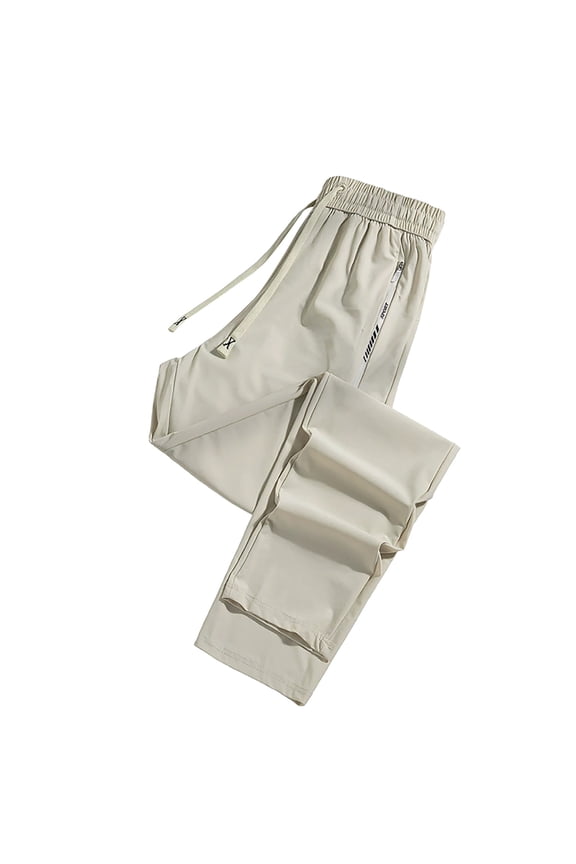 Men's Casual Pants Daily Comfort Long Legging with Floral Print Waistband for Everyday Wear Beige 3XL