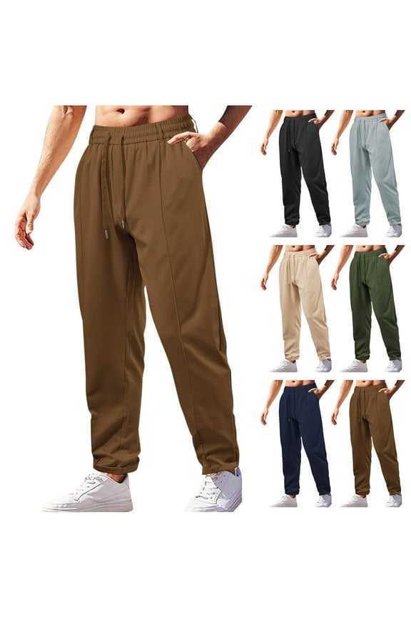 Men's Casual Pants, Elastic Waist Trousers & Joggers, Straight Leg Sportswear, Breathable Lightweight for Daily Wear, Gym Workout & Streetwear, Activewear Essentials | HAODEJW,Army Green L