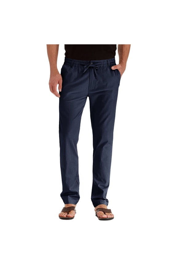 Men's Casual Pants - Elastic Waistband, Zip Fly, Adjustable Drawstring - Custom Fit, Polyester Fabric - Daily/Party - M-XXXL Sizes