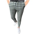 thumbnail image 1 of Men's Casual Pants Fashion Casual Plaid Printing Button Zipper Trousers Full Length Pants Regular Straight Pant Gray 2XL, 1 of 7