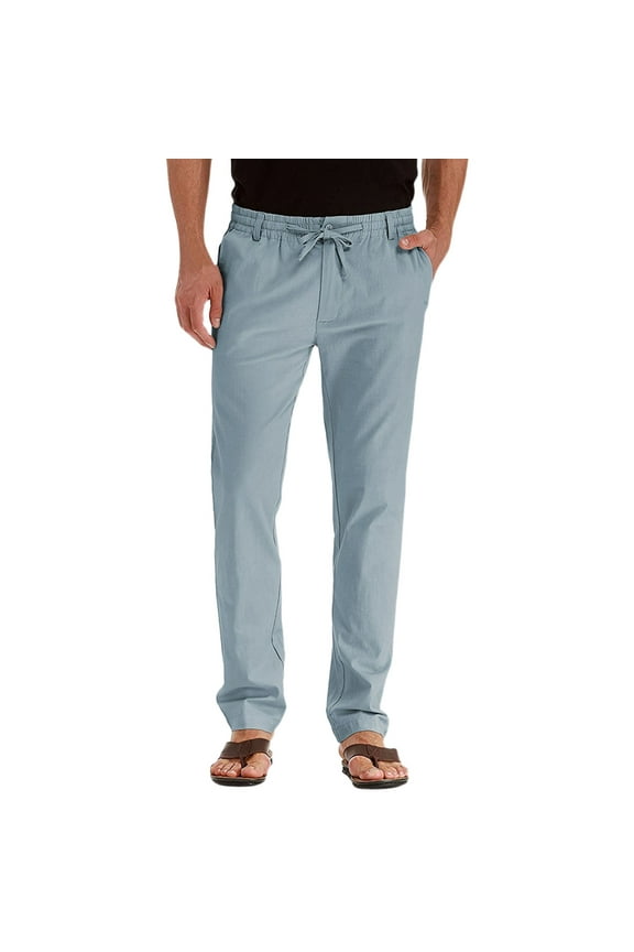 Men's Casual Pants Have Elastic Waistband And Zip With Adjustable Internal Drawstring For Outdoor Leisure Clothing Trousers