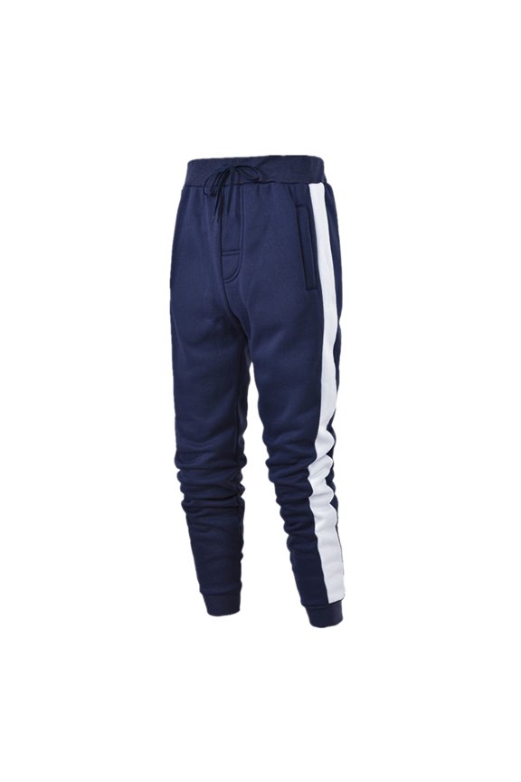 Men''s Casual Pants Hop Style Casual Spliced Solid Color Track Pants with and Lace-Up Design for Wear on Platform Competitors Blue M