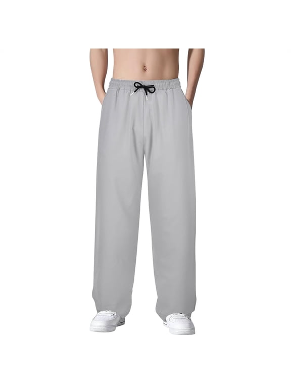 Men's Casual Pants - Loose Fit Jogging Trousers with Deep Pockets for Running Workout Training and Basketball