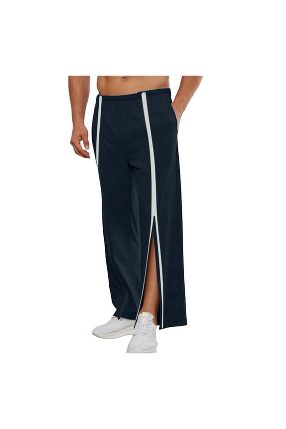 Men's Casual Pants Male Easy To Put On And Take Off Zipper Nursing Pants On Both Sides Black 2XL