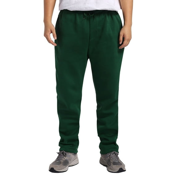 Men's Casual Pants Male Fall And Winter Casual Sports Solid Color Padded Thickened Elastic Waist Straight Slim Pants Green 2XL