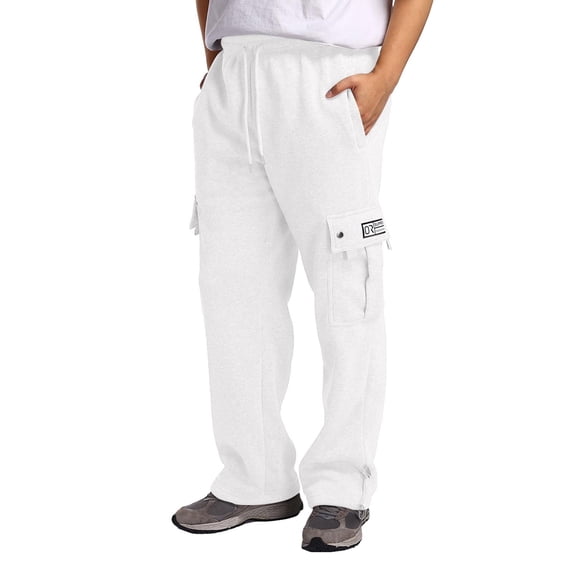 Men's Casual Pants Male Fitness Running Trousers Drawstring Loose Waist Solid Color Pocket Loose Sweatpants White 2XL
