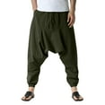 thumbnail image 1 of Men's Casual Pants Men Casual Summer Loose Drawstring Mid Waist Yoga Pants With Pockets Green 2XL, 1 of 7