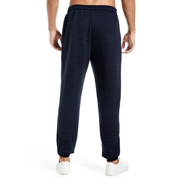 Men's Casual Pants Men Pure Color Drawstring Waist Pants Europe And The United States Loose Casual Sports Comfortable Fashionable Navy L