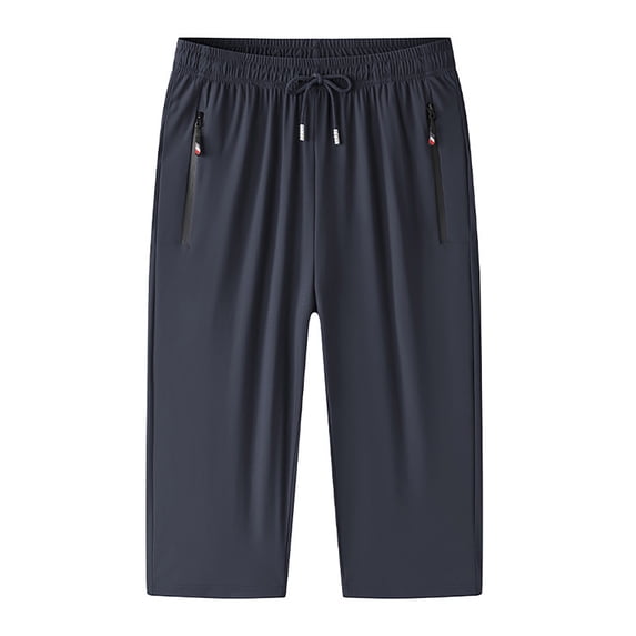 Men's Casual Pants Men's 3/ 4 Jogger Pants Workout Gym Below Knee Shorts Zipper Pockets Jogger Sweatpant For Men Grey 4XL