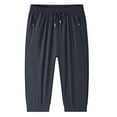 thumbnail image 1 of Men's Casual Pants Men's 3/ 4 Jogger Pants Workout Gym Below Knee Shorts Zipper Pockets Jogger Sweatpant For Men Grey 5XL, 1 of 2