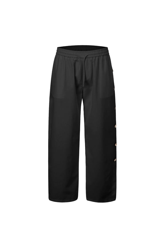 Men's Casual Pants Men's Breathable Baggy Beach Slacks Black 2XL