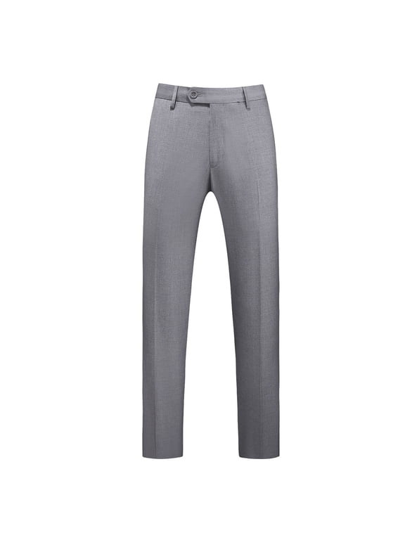 Men's Casual Pants Men's Classic Veneer Crease Flat Head Chinos Mature Straight Leg Pants Grey 4XL