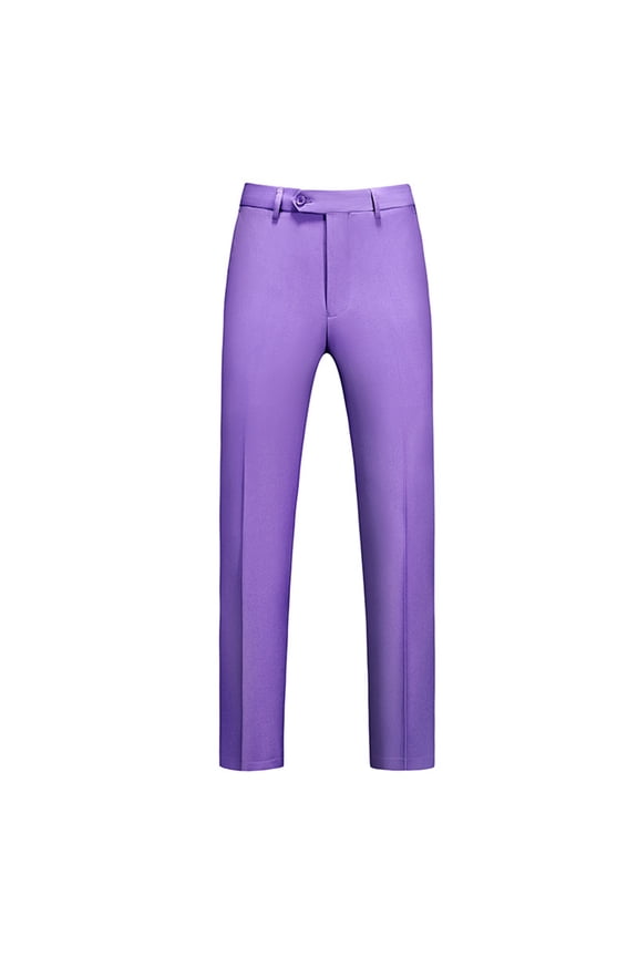 Men's Casual Pants Men's Classic Veneer Crease Flat Head Chinos Mature Straight Leg Pants Purple 6XL
