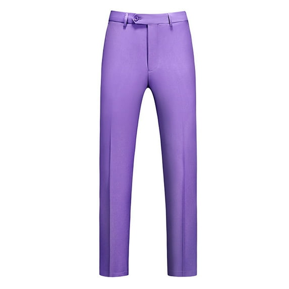 Men's Casual Pants Men's Classic Veneer Crease Flat Head Chinos Mature Straight Leg Pants Purple 6XL