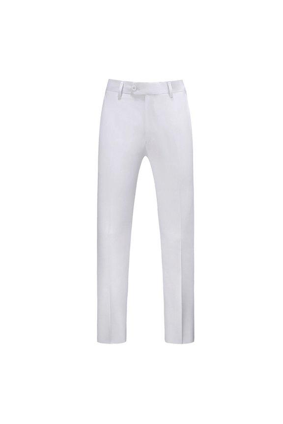 Men's Casual Pants Men's Classic Veneer Crease Flat Head Chinos Mature Straight Leg Pants White 4XL