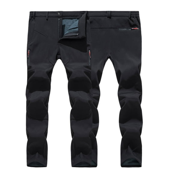 Men's Casual Pants Men's Color Block Hiking Trousers Windproof Work Trousers Warm Lined Trekking With Pockets Outdoor Fitness Softshell Black 4XL