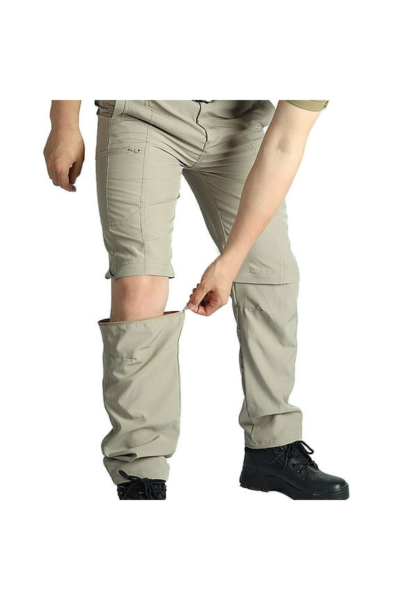 Men's Casual Pants Men's Convertible Hiking Pants Lightweight Zip Off Breathable Cargo For Outdoor Fishing Khaki 2XL