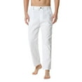 thumbnail image 1 of Men's Casual Pants Men's -Linen Loose Casual Lightweight Elastic Waist Pants Home White XL, 1 of 4