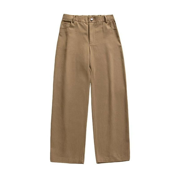 Men's Casual Pants Men's Loose Texture Basic Solid Color Pants Casual Long Brown XL