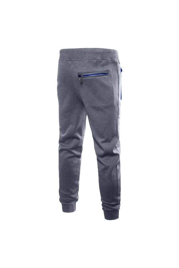 Men's Casual Pants Men's Mid-waist Zipper Pocket Trousers Casual Lace-up Trousers Grey 3XL