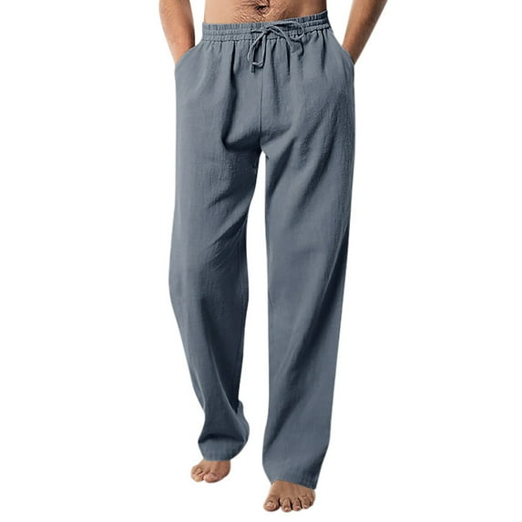 Men's Casual Pants Men's Slim Fit Business Pants Fashion Solid Casual Flat Front Work Long Trousers Dark Gray 3XL