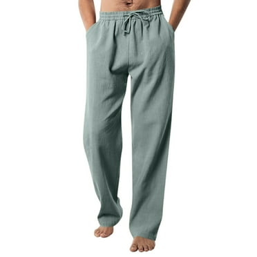Men's Casual Pants Men's Slim Fit Business Pants Fashion Solid Casual Flat Front Work Long Trousers Green 3XL