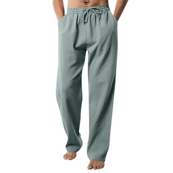 Men's Casual Pants Men's Slim Fit Business Pants Fashion Solid Casual Flat Front Work Long Trousers Green XL