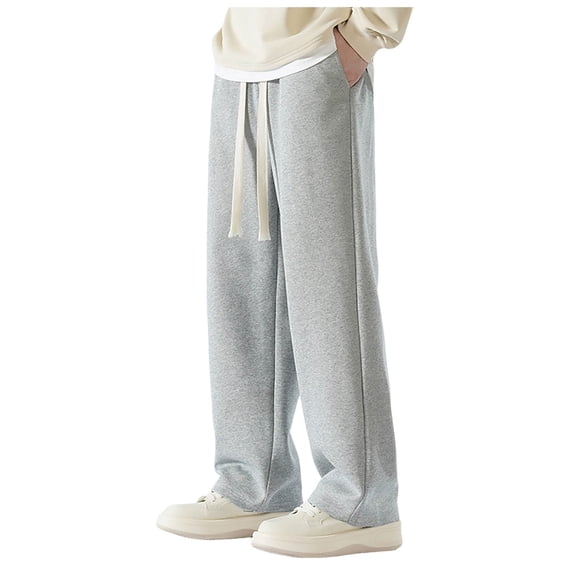 Men's Casual Pants Men's Solid Color Loose Sag Straight Leg Wide Leg Pants Casual Sweatpants Light Gray XL